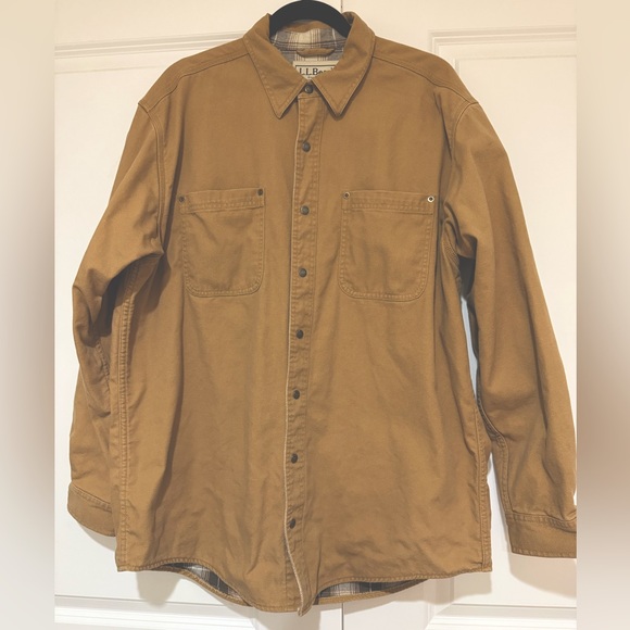 Vintage L.L.BEAN Canvas Flannel Lined heavy Shirt/jacket Size L - Picture 1 of 5